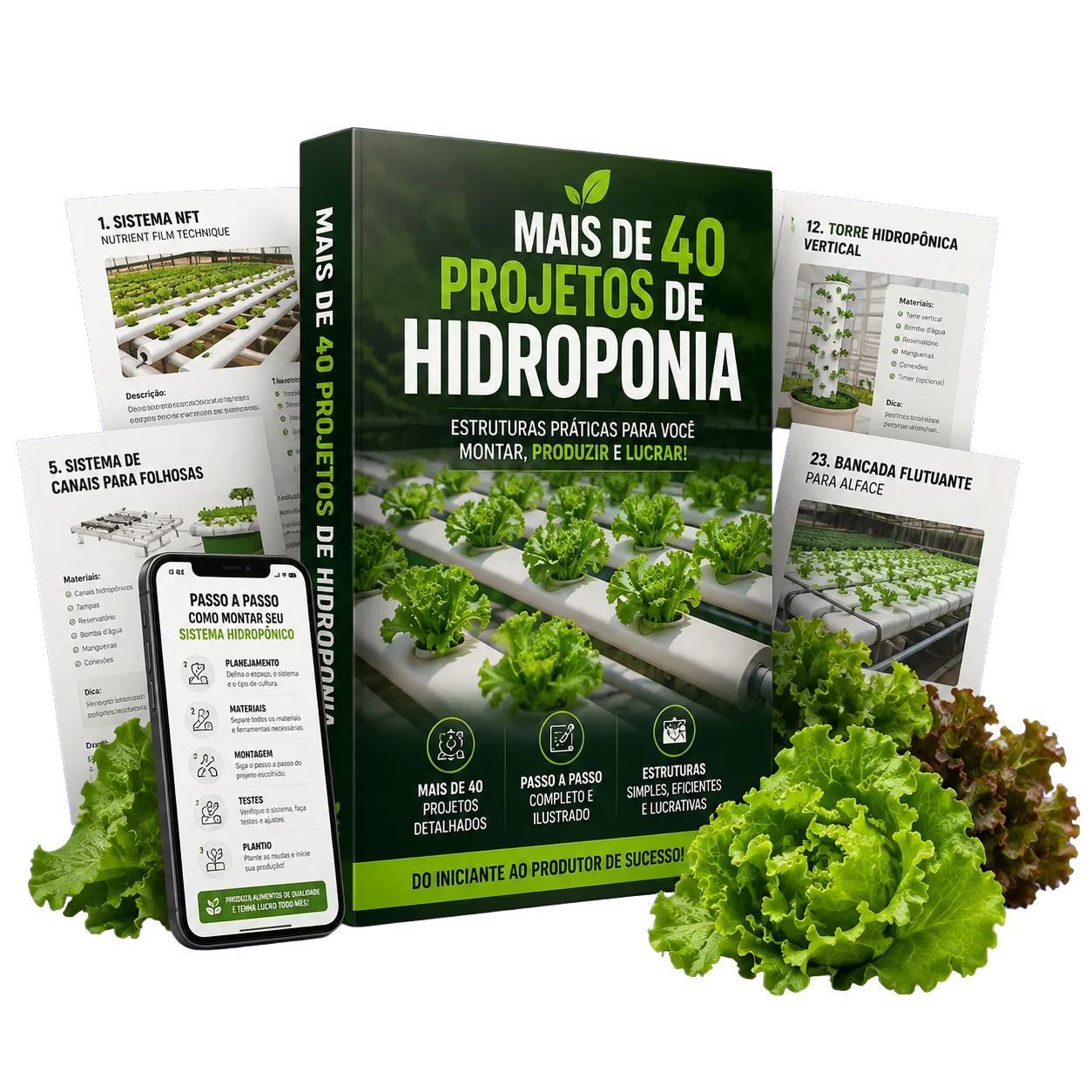 Kit Essencial de hidroponia com mais de 40 projetos prontos
